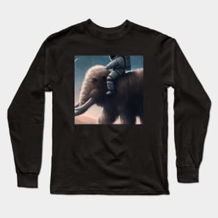 Astronaut Rides a Wooly Mammoth Long Sleeve T-Shirt